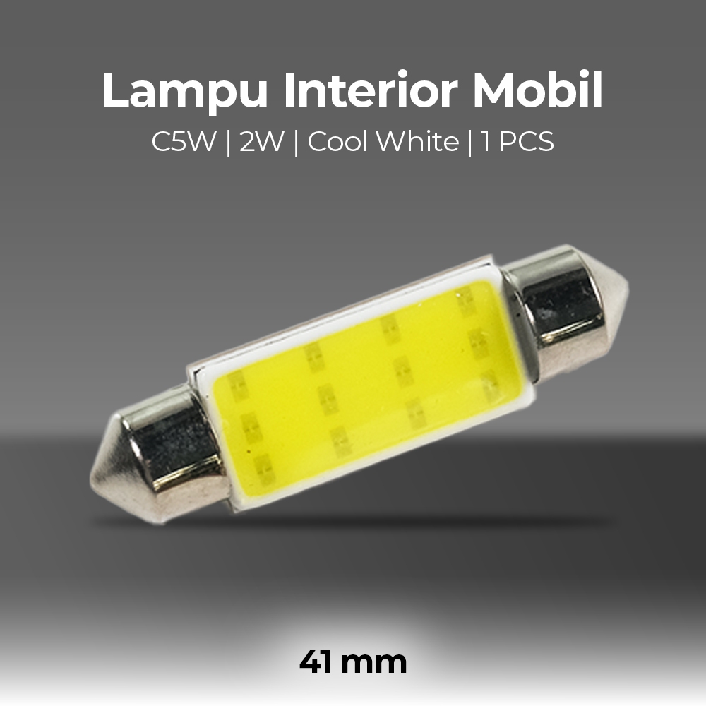 ไฟภายในรถ LED แผ่นโดมไฟ C5W 2W Cool White 1 ชิ้น 41 มม. - BA9S - สีขาว