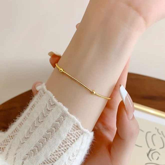 YooHaeng - NANCY Italy Titanium Bead Simple Chain Bracelet G0079