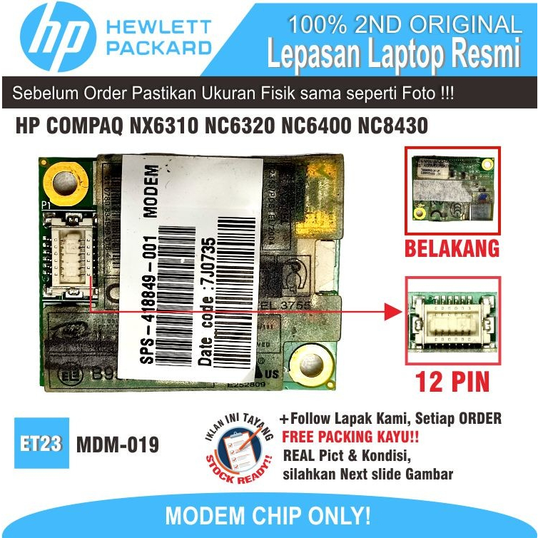 ET23 MDM-HP-3 ชิปโมเด็มภายใน HP COMPAQ NX6310 NC6320 NC6400 NC8430