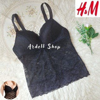 Kh TANKTOP เสื้อชั้นในสตรี ไร้สาย นุ่ม PUSHUP ยกทรง HM ลูกไม้ สีดํา คัพ 34B TSR