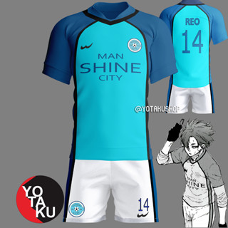 เสื้อกีฬาแขนสั้น ลายทีม Reo Mikage ไซซ์ L สีฟ้า