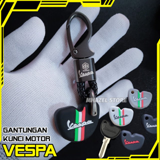 Gantungan Vespa พวงกุญแจ หนังสเตนเลส ลายโลโก้รถจักรยานยนต์