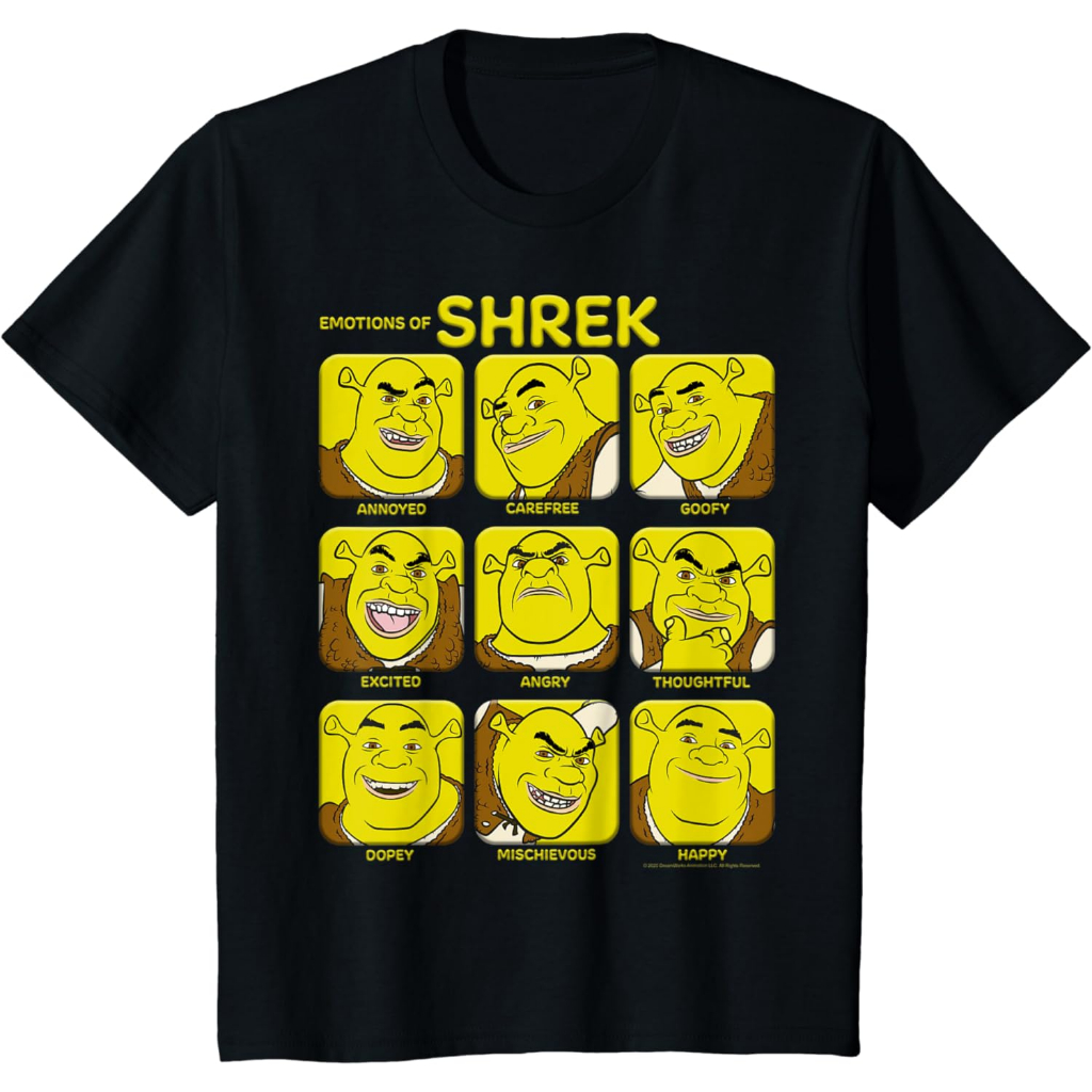 Shrek Emotions Of Shrek Box Up เสื้อยืดแฟชั่นเสื้อสําหรับชายหญิงเด็ก Distro ตัวอักษร 1-12 ปีพรีเมี่ย