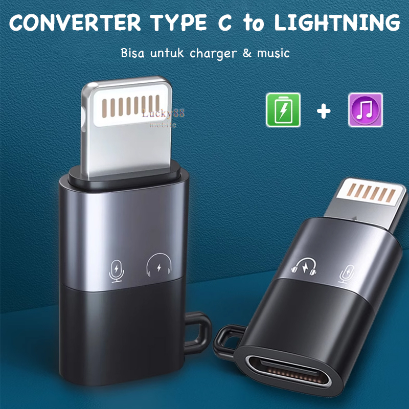Lightning to Type C USB OTG Mini Adapter Converter สําหรับ iPhone iPad iOS รองรับชุดหูฟังเพลง Charger Fast Charging สายแปลงการเชื่อมต่อ Charger Extension Hub USB
