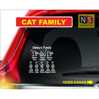 สติกเกอร์ ลาย Happy Family Cat สําหรับติดตกแต่งกระจกรถยนต์