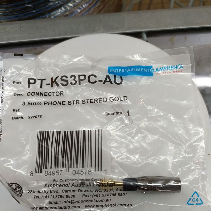 AMPHENOL PT-KS3PC-AU JACK/ORIGINAL 3.5 มม.สเตอริโอ MINI Connector