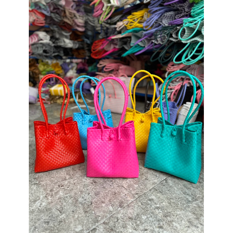 Premium Pastel Plain Jali Bag / Plain Color Women& 39;s Shopping Bag