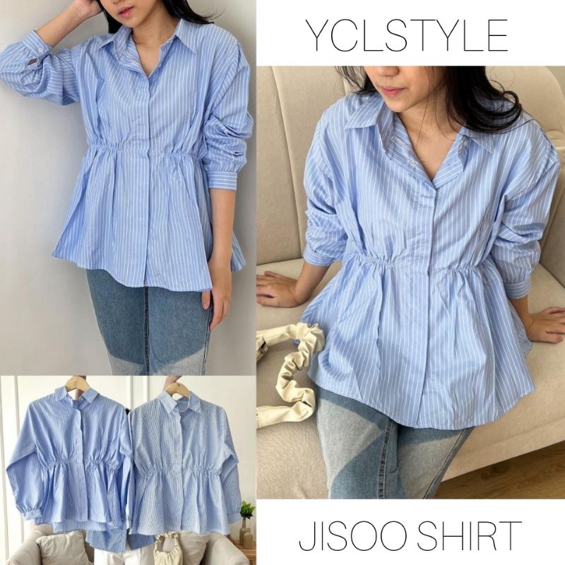 KEMEJA JISOO SHIRT PREMIUM เสื้อเชิ้ตลําลองผู้หญิงพร้อมเอวยาง