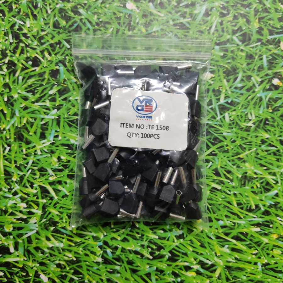 Mutiaradstore Ferrules Te1508 สีดํา 2X1.5 มม.ฉนวน Skun สาย Stab Sleeve Te-1508 2 X 1.5 มม.