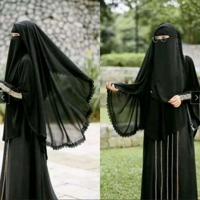 Yemeni Niqab Veil Hafshoh Lace/ Yemeni Niqab Lace Yemeni Veil อินโดนีเซีย Yemeni Veil ลูกไม้ตกแต่งกล