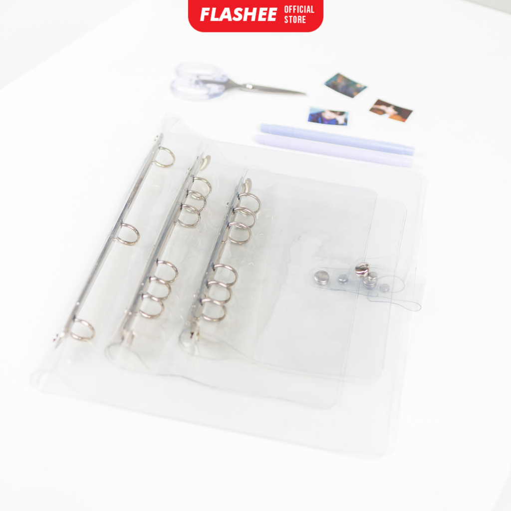 Flashee Binder A5 โปร่งใส Cello Binder PVC โปร่งใส A6 A4 Binder โน้ตบุ๊ค Agenda Planner