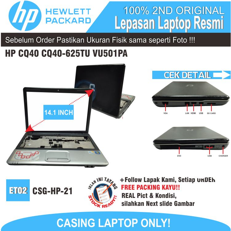 ET02 CSG-HP-21 เคสแล็ปท็อป HP CQ40 CQ40-625TU VU501PA แล็ปท็อป