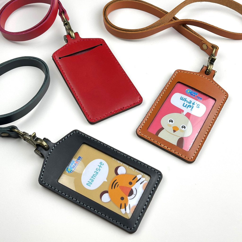 Gantungan Genuine Leather id card Hanger - id card holder Strap - PHID213