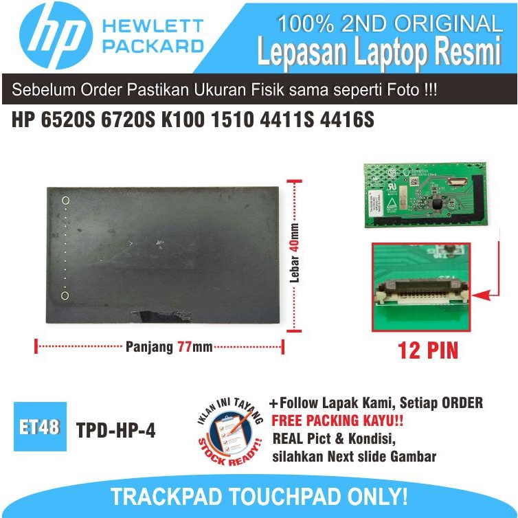 ET48 TPD-HP-4 Trackpad Board HP 6520S 6720S K100 1510 4411S 4416S