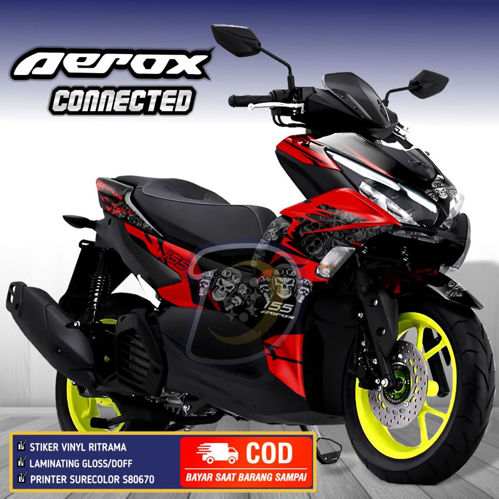 Decal Aerox 155 เชื่อมต่อ 2021 Striping Aerox 2021 สติกเกอร์ Yamaha Aerox เชื่อมต่อ Skull