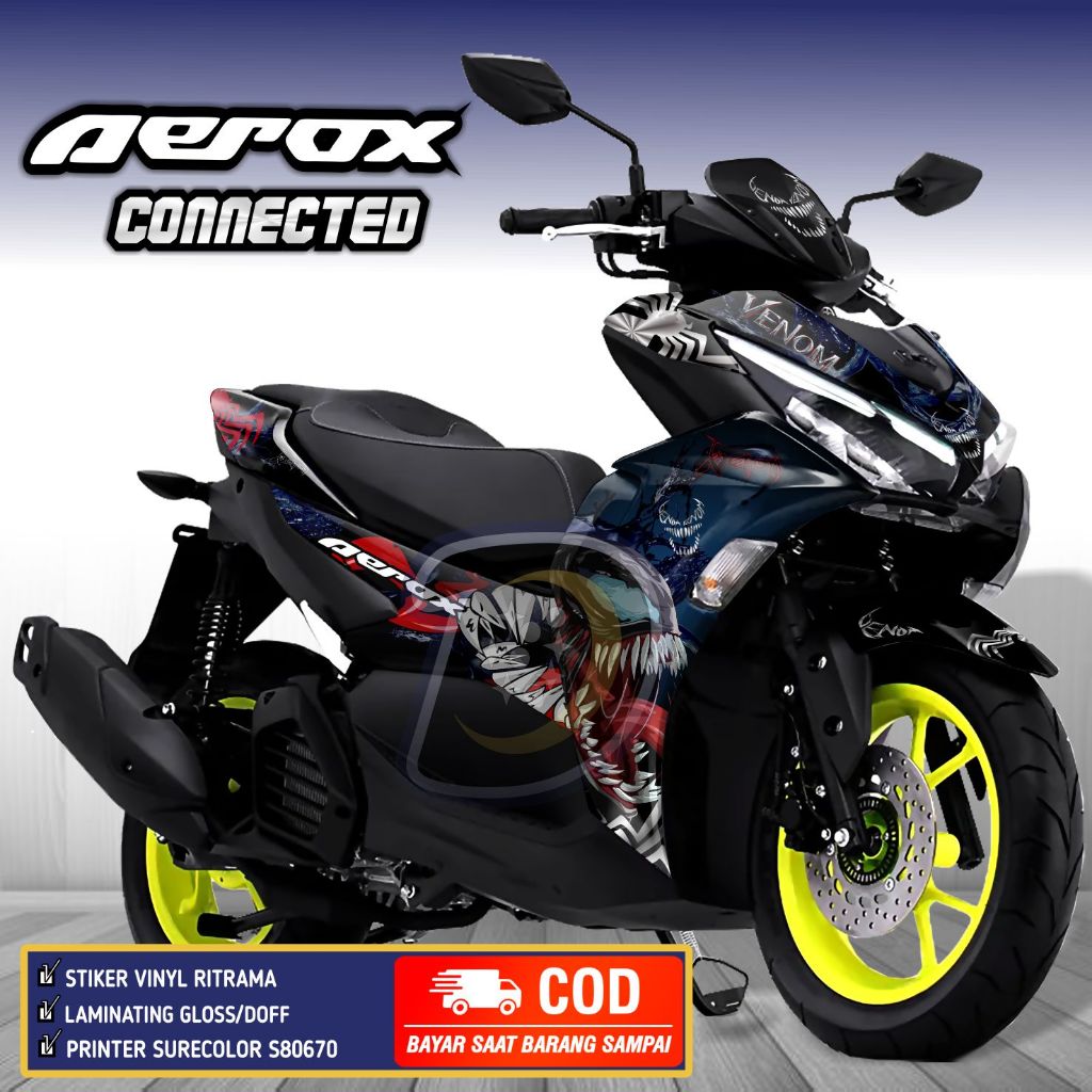 รูปลอก Aerox 155 เชื่อมต่อ 2021 Striping Aerox 2021 สติ๊กเกอร์ Yamaha Aerox เชื่อมต่อ Venom