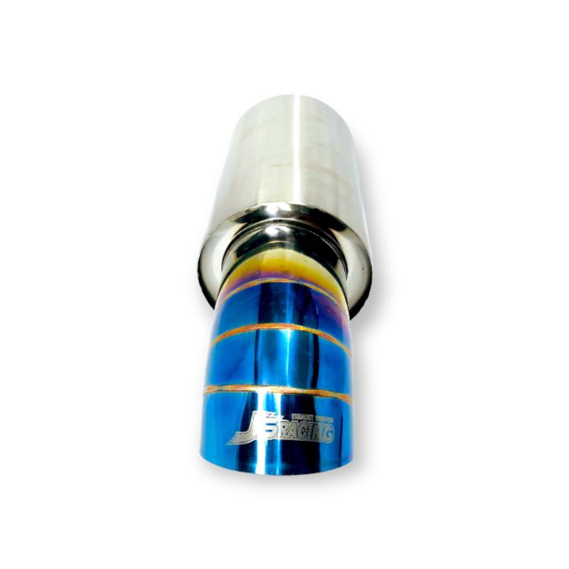 JS RACING BLUE CAR EXHAUST NGBASSS ROUND COOL GAHAR JS BLUE STAINLESS RACING CAR EXHAUST