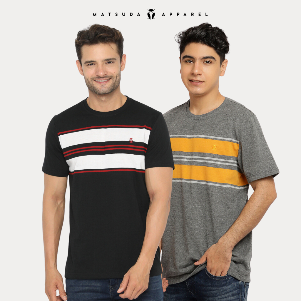 MATSUDA Hokuto Black T-Shirt Mens Striped T-Shirt