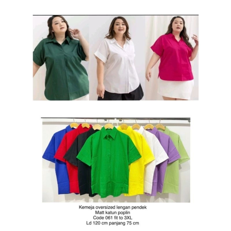 KATUN KEMEJA JC88 - เสื้อเชิ้ต Okina เสื้อเชิ้ตผู้หญิง (LD 120cm) Jumbo Oversize Cotton Popline