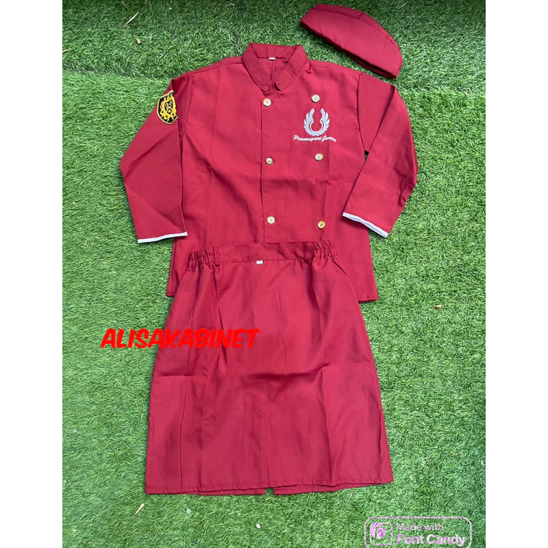 MERAH Red Flight Attendant Carnival ชุดมืออาชีพสําหรับเด็ก