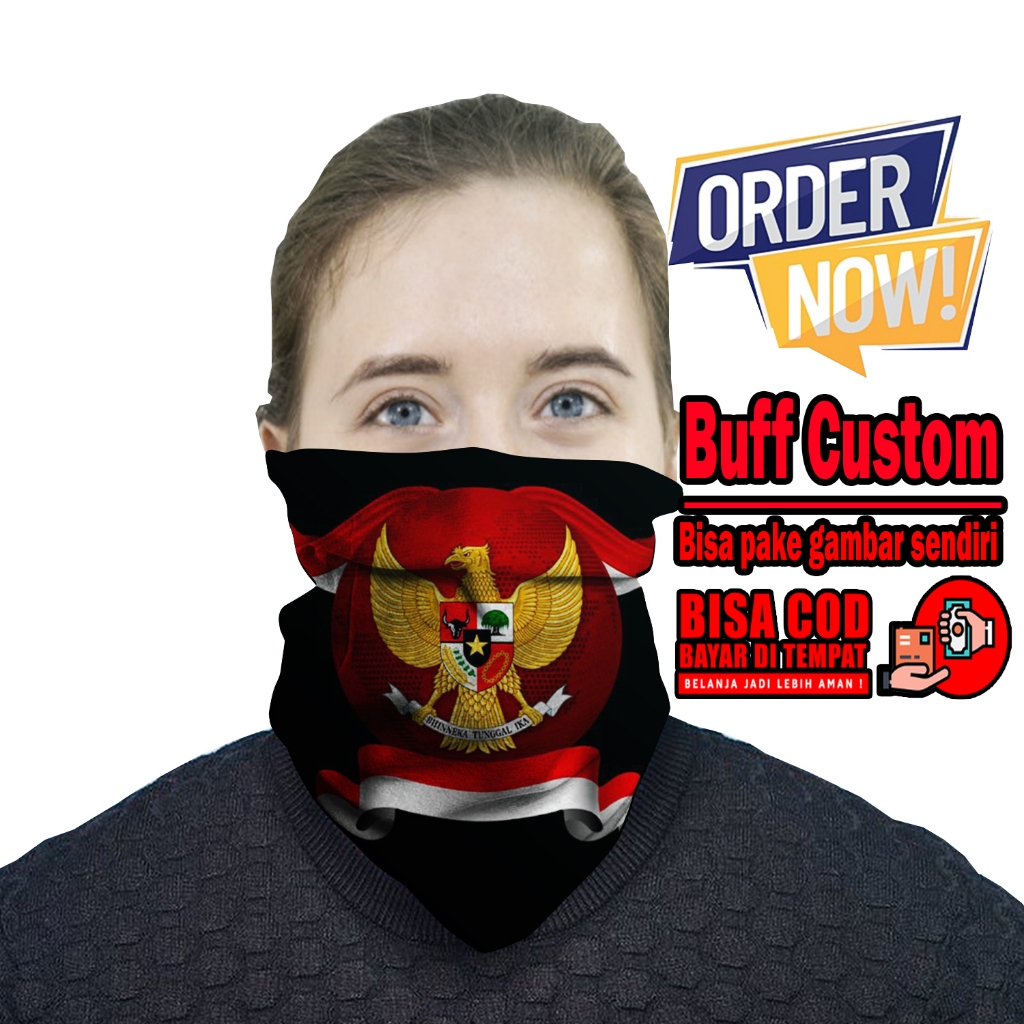 Mens Buff Bandana Mask/Custom Garuda Motorcycle Buff Mask/Indonesian Motif Buff Mask