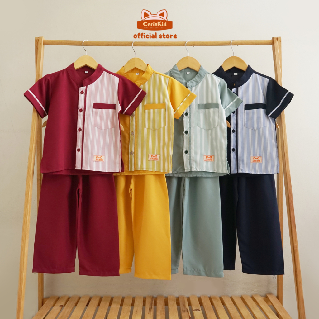 [Ceriakid] Koko Kurta Kids Suit Shirt Pants Peci Canarya 0 1 2 4 5 6 7 8 9 ปี