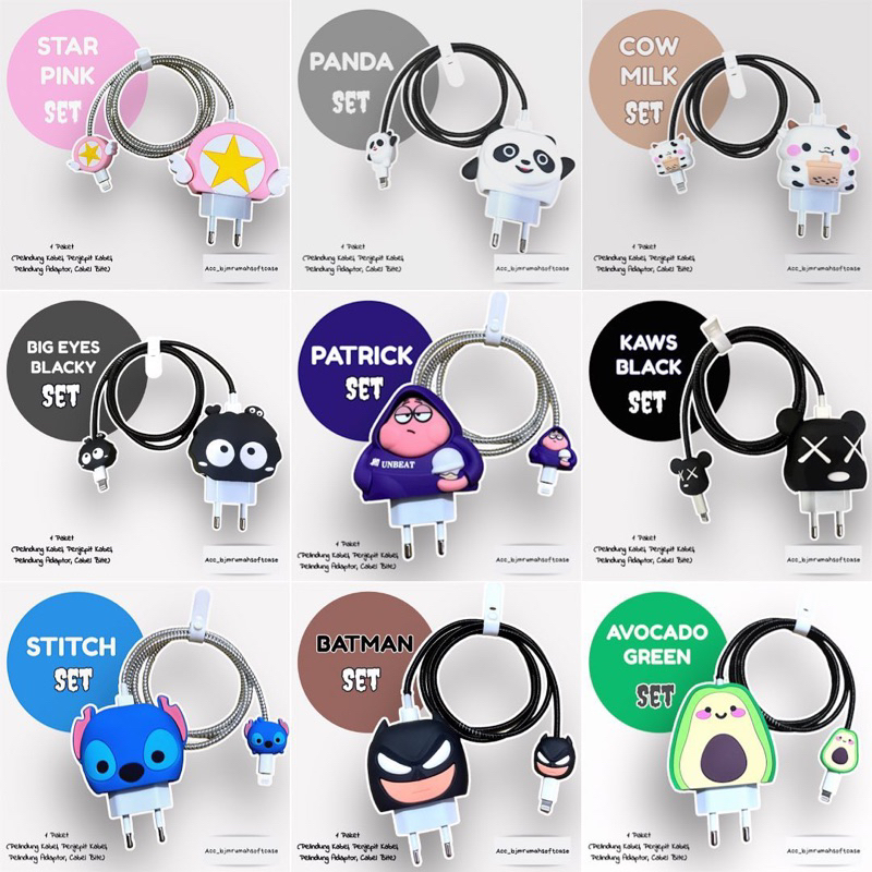 ONE SET 20 WATT CUTE CHARACTER CHARGER HEAD PROTECTOR