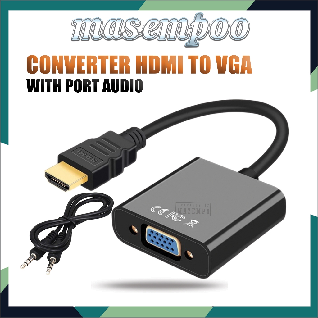 ตัวแปลง Hdmi เป็น VGA พร้อม + ตัวแปลงอะแดปเตอร์ HDTV เป็น VGA เสียง