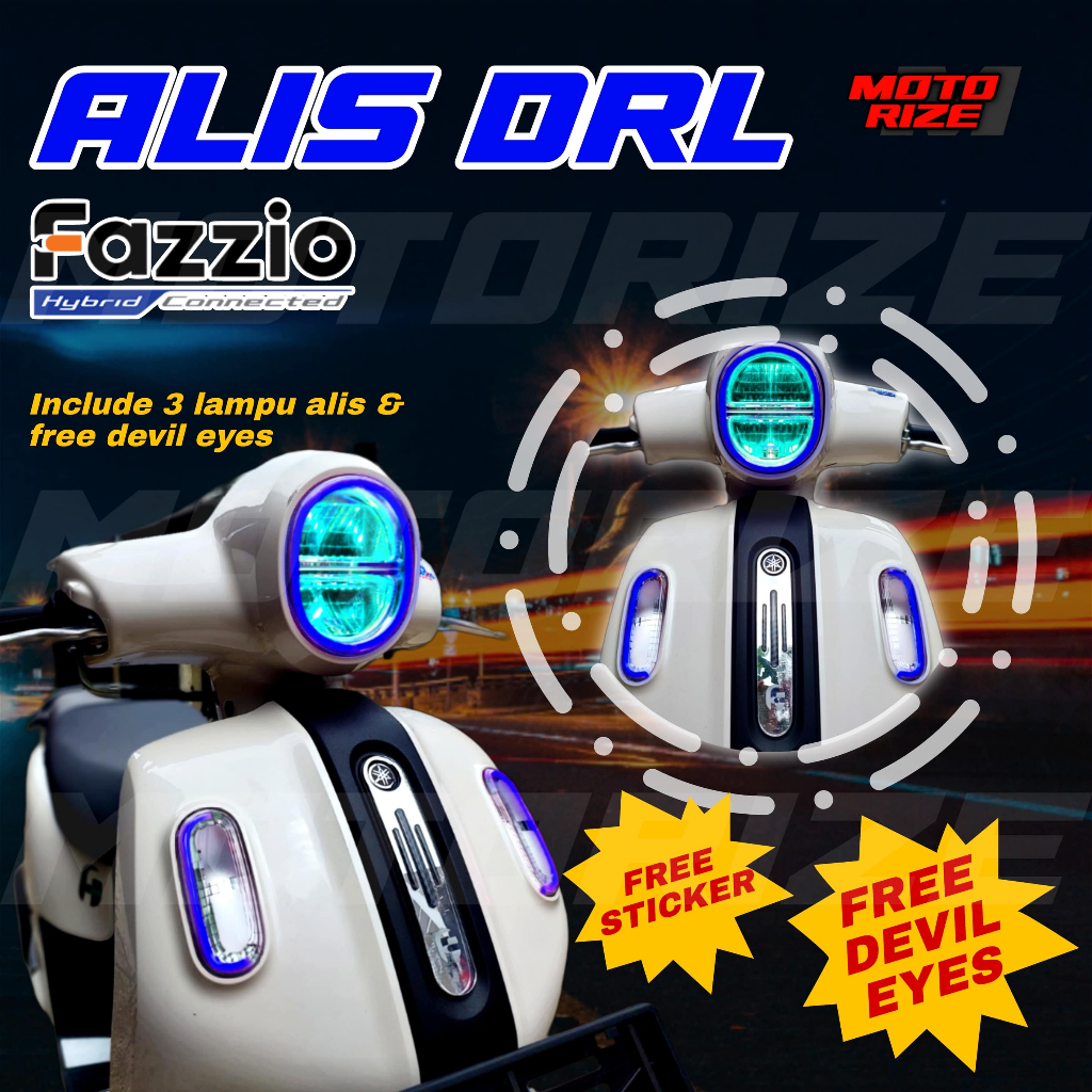 FAZIO ไฟคิ้ว Bonus Demon Eyes DRL ไฟหน้า Dusk Variation ไฟหน้าไฟหน้า FAZZIO ไฟหน้ารถจักรยานยนต์อัตโนมัติ