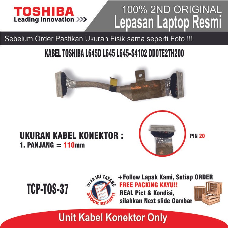 ET71 KFL-TOS-3 สาย 20 PIN Toshiba L645D L645 L645-S4102 DD0TE2TH200