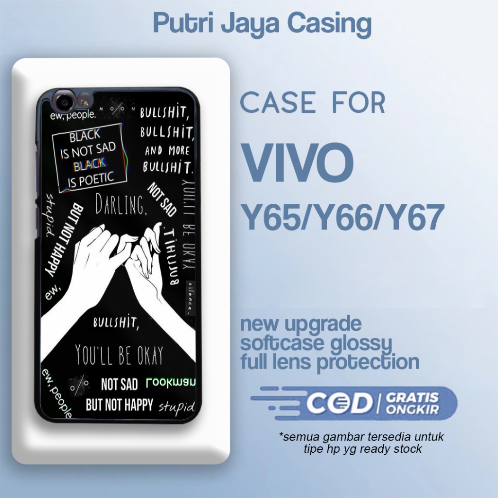 เคส HP Vivo y65 y66 y67 ความงามล่าสุดสีดํา 5 motif ปลอกศิลปะสีดํา น่ารัก เท่ เด็กผู้หญิง เด็กชาย วัส