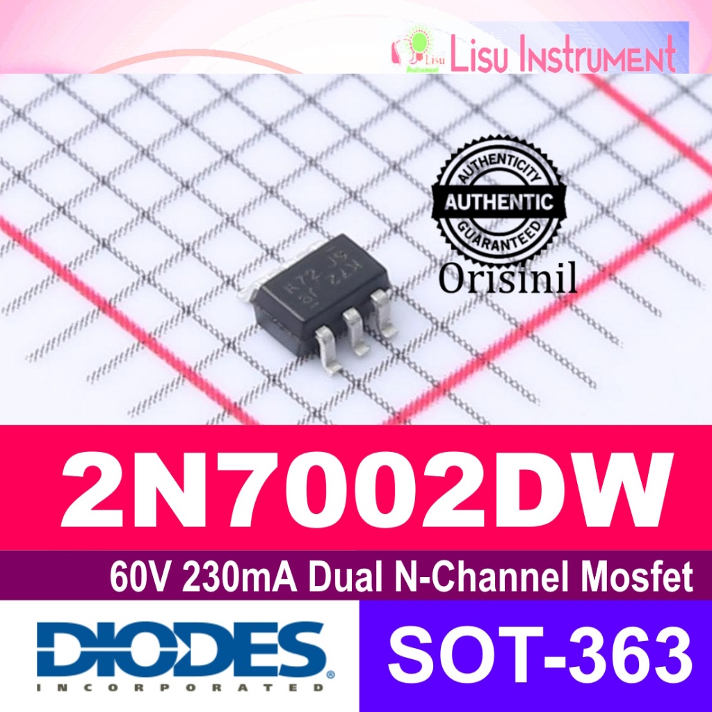 2N7002DW 60V 230mA Dual N-Channel Mosfet K72 2N7002 SOT-363 ไดโอดต้นฉบับ