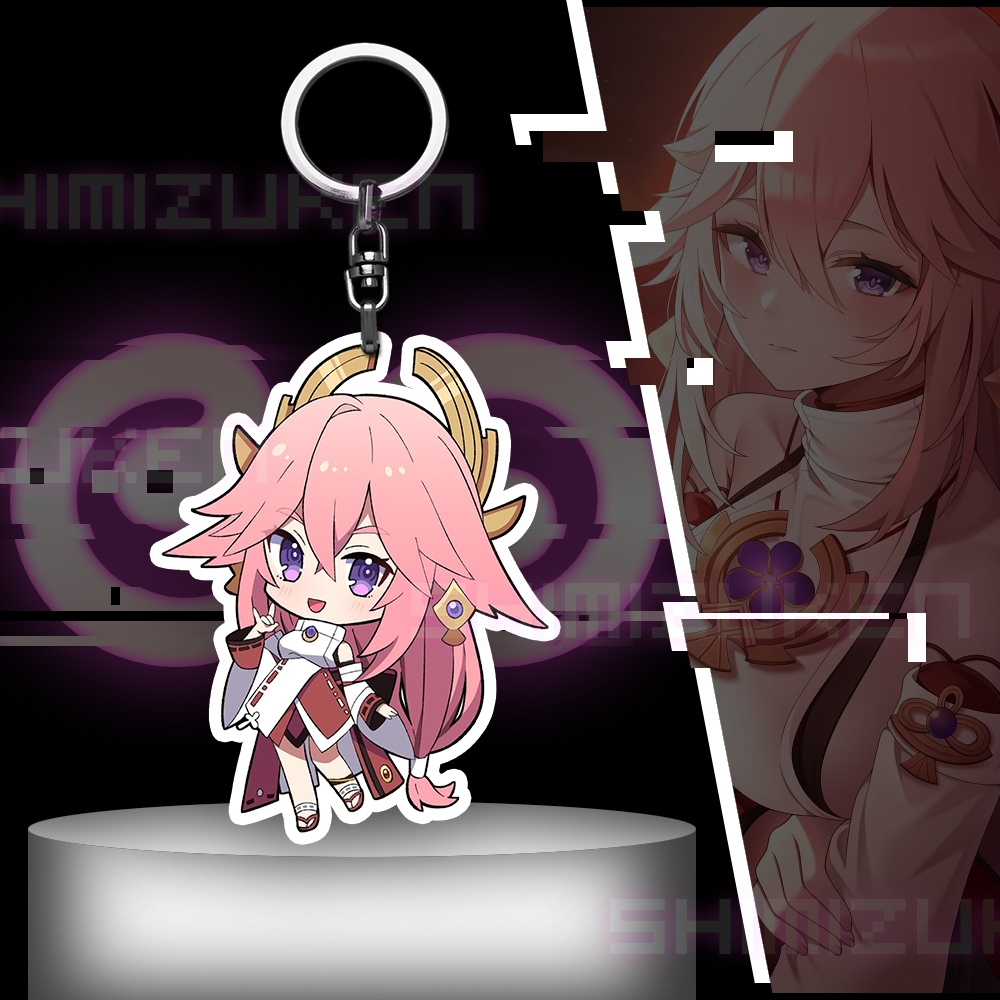 GANTUNGAN Genshin Impact Yae Miko อะนิเมะพวงกุญแจ - พวงกุญแจอะคริลิค
