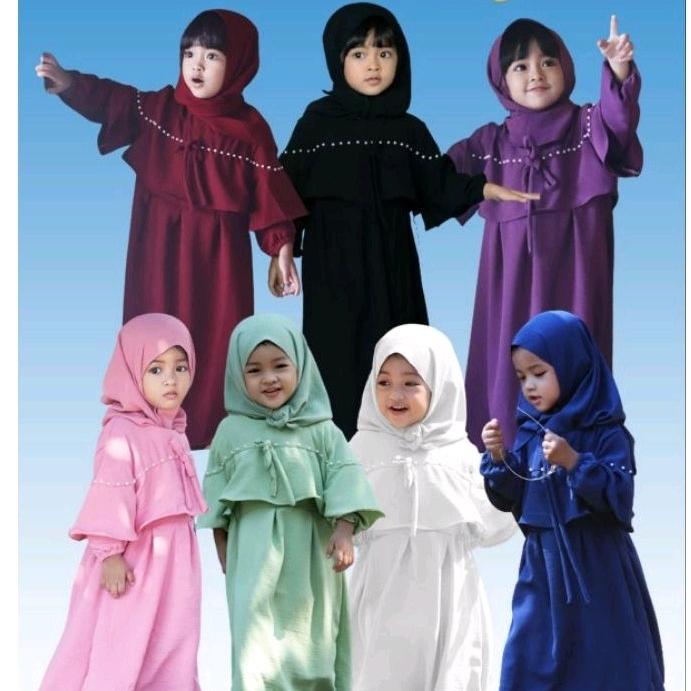 Noera Crinkle Airflow Mute Childrens Gamis/Gamis สําหรับเด็ก/Gamis