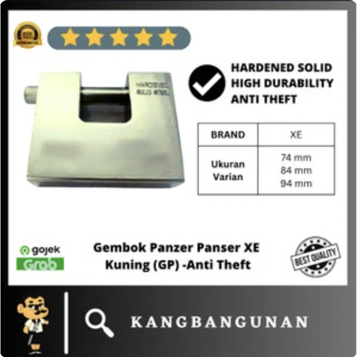 SQUARE PADLOCK / PANZER PADLOCK / WAREHOUSE PADLOCK 84 MM-YELLOW (BP)