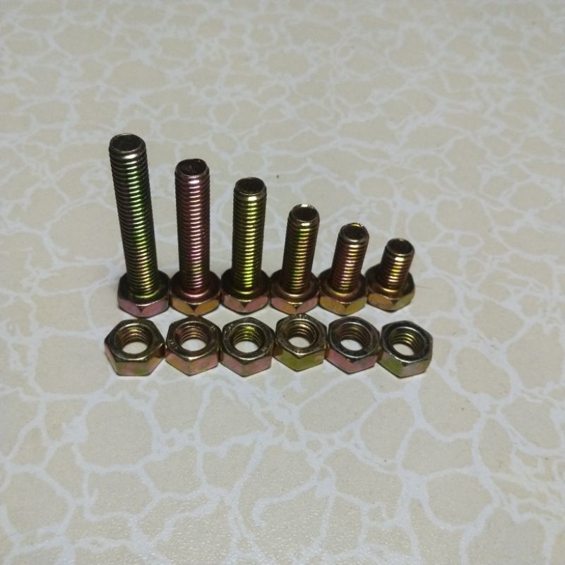 M6 Nut Bolt ขนาดกุญแจ 10 ยาว 1cm/1.5cm/2cm/2.5cm/3cm/3.5cm