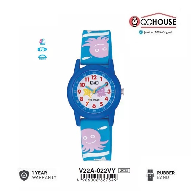 Q&Q QNQ QQ ORIGINAL RUBBER BAND KIDS WATCH CHILDRENS WATCH V22 V22A V22A-022VY