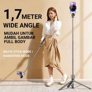 TRIPOD TONGSIS 3 in 1 REMOTE BLUETOOTH 1,7 Meter + LAMPU