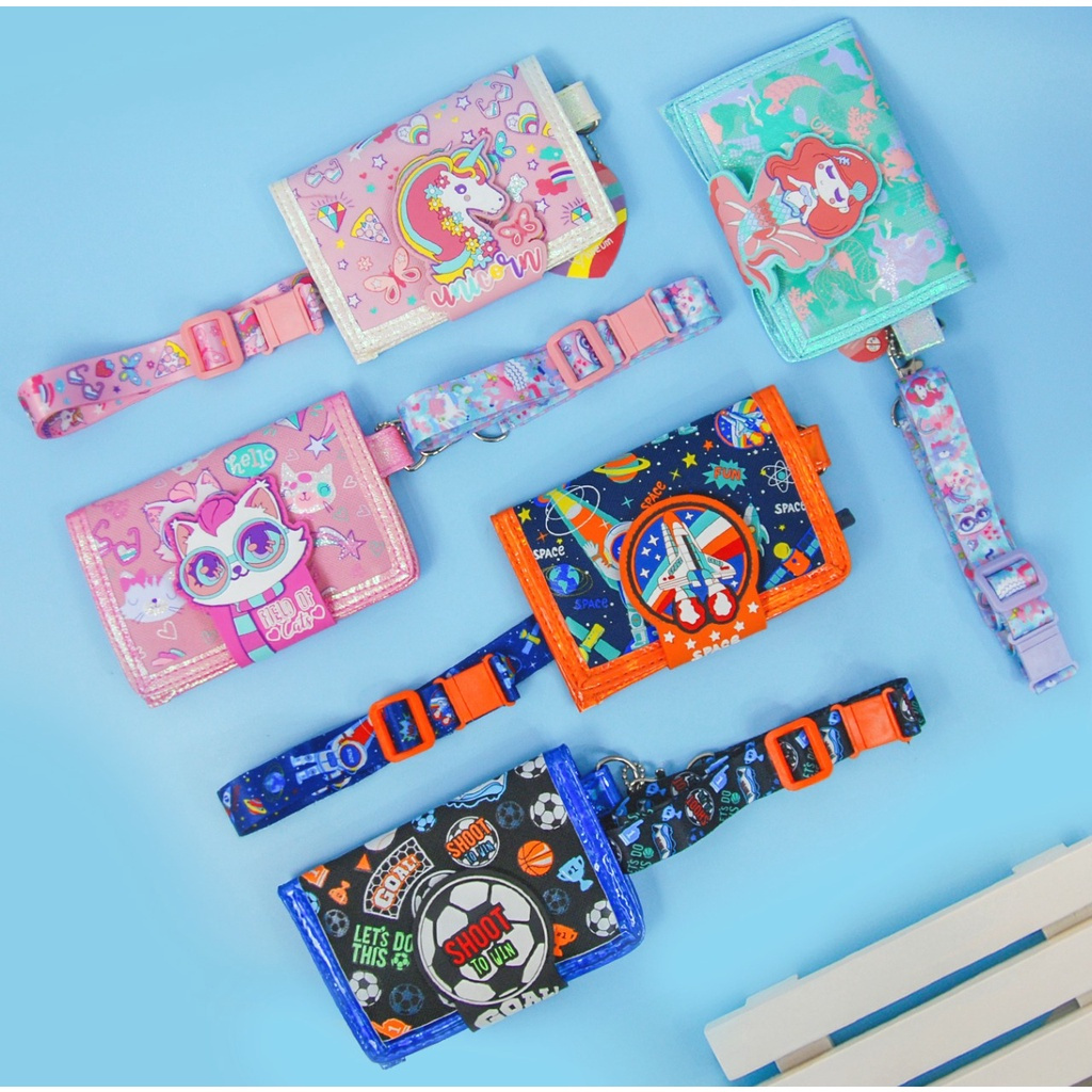 VEST wallet กระเป๋าสตางค์มินิสําหรับเด็ก lanyard/2 หรือ 3 พับกระเป๋าสตางค์สายยาว U2064/U2062