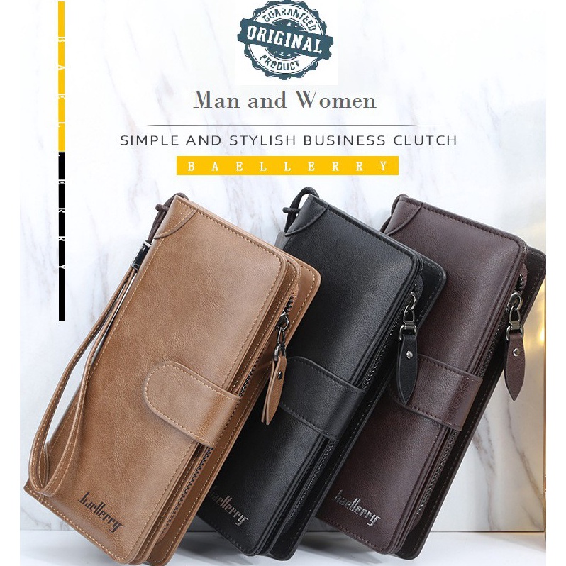 ดีมาก. BA02 Original Baellerry Executive Business Long Wallet กระเป๋าสตางค์ใบยาวสําหรับผู้ชายและผู้ห