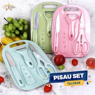 Pisau Buah Dan Sayur Serbaguna Set Talenan Gunting 4 in 1