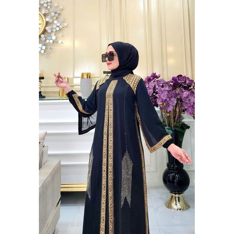 TURKEY ABAYA GAMIS EMBROIDERED SEQUENCE VIVIAN CAPE SLEEVES
