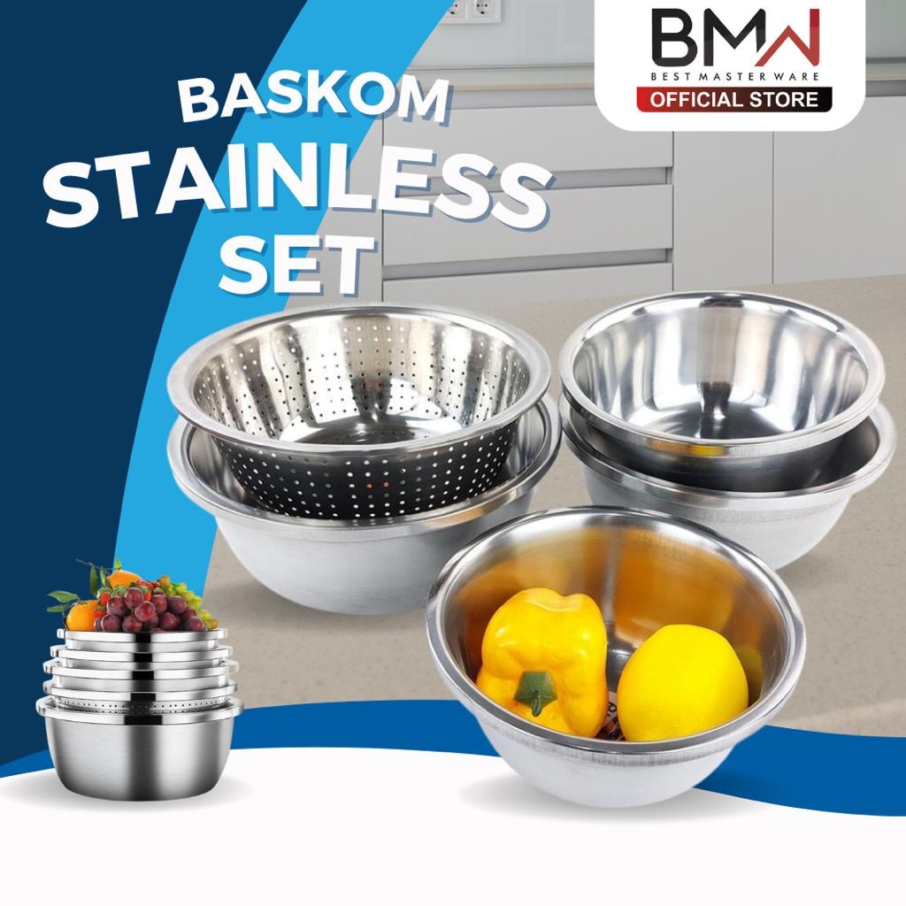 MJ - 5 IN 1 THICK STAINLESS STEEL KITCHEN BASIN - THICK SIDE DISH BASIN พร้อมตะแกรงระบายน้ําอเนกประส