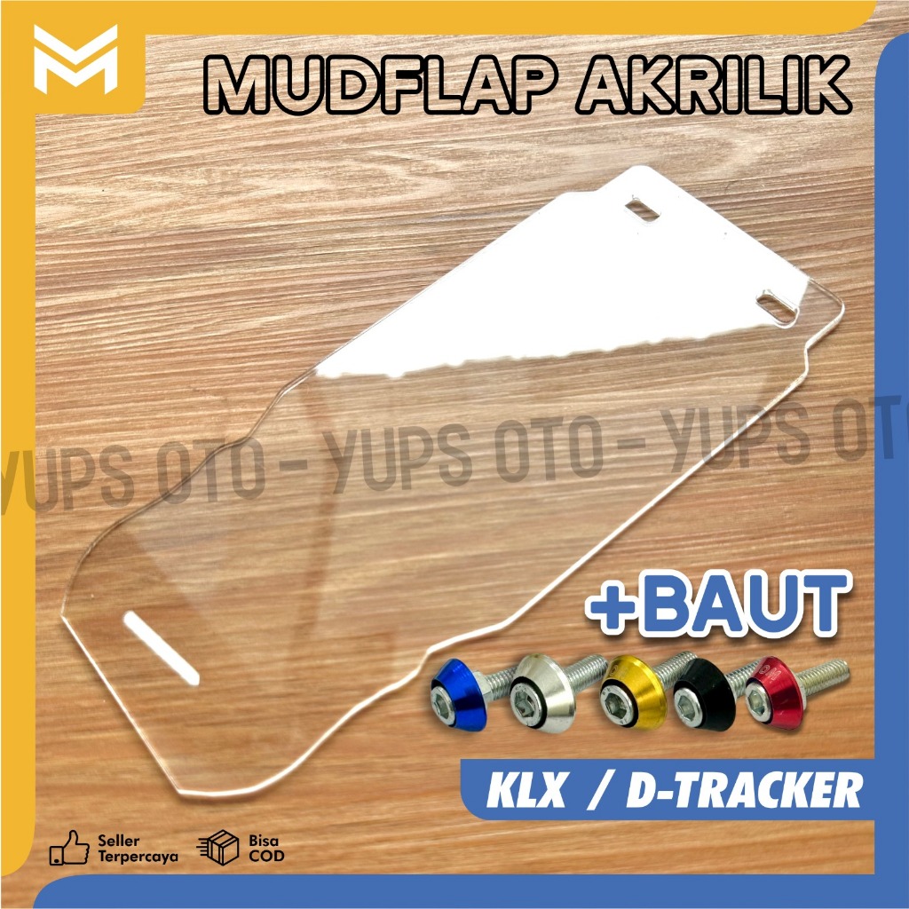 MUDFLAP D-TRACKER MUD FLAP KLX 2mm THICK ACRYLIC MICA SHOCK PROTECTOR D TRACKER 150 DT-150 MUD RTAIN