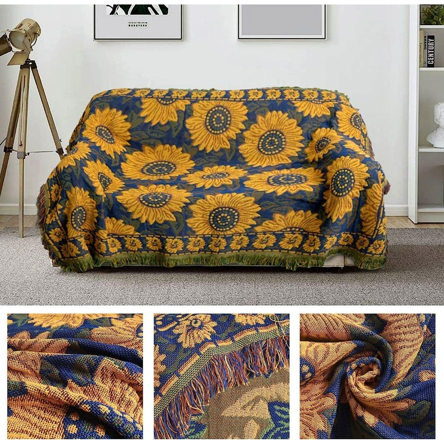 BLANKET TASSEL SOFA COVER 130 - 180 CM WOVEN KNITTED RUG BLANKET