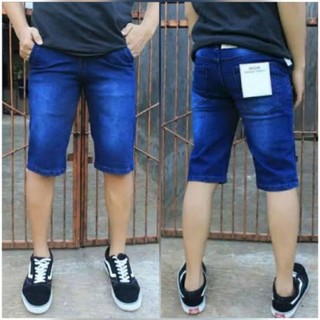 TURUN HARGA celana jeans pendek pria cowok Hitam Biru muda Biru dongker Berkualitas
