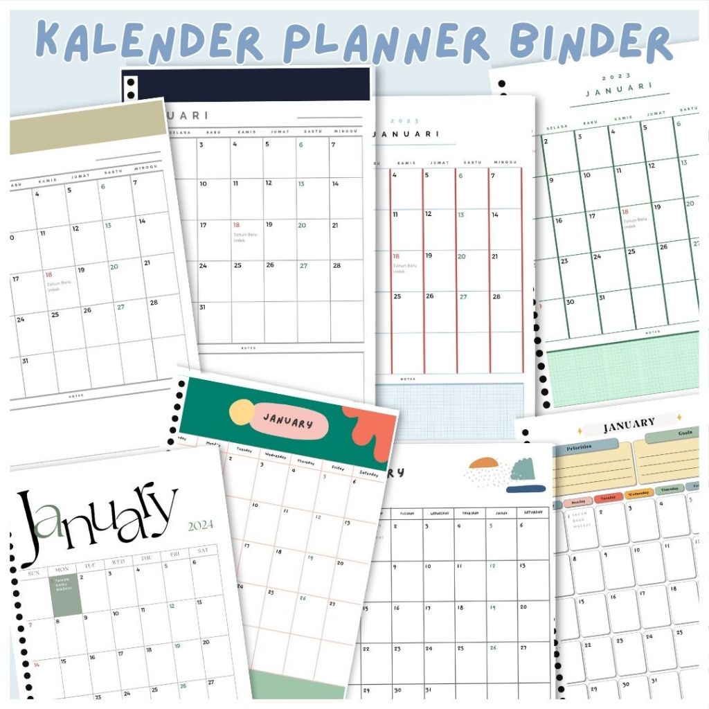 Calendar Planner Binder 2026 - Loose Leaf Calendar Planner - (A5/B5) (12 แผ่น)