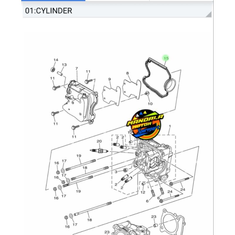 ต้นฉบับ YAMAHA NMAX AEROX155 LEXY B3F-E1193-00 หัวยาง ORING