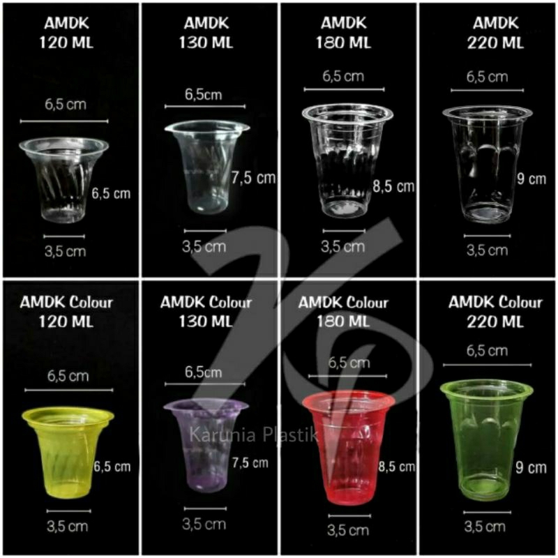 AMDK Plastic Cups / aqua Cups 120ML, 130ml, 180ml, 220ml