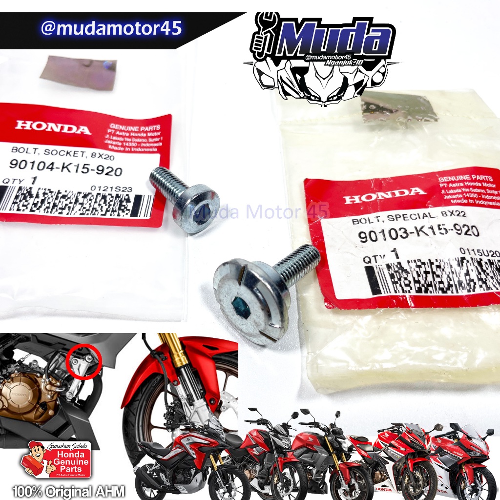 MESIN เครื่องยนต์ BRACKET BOLT FRAME CB150R CBR150R CB150X 90103-90104-K15-920 NEW CB CBR 150 150R 1